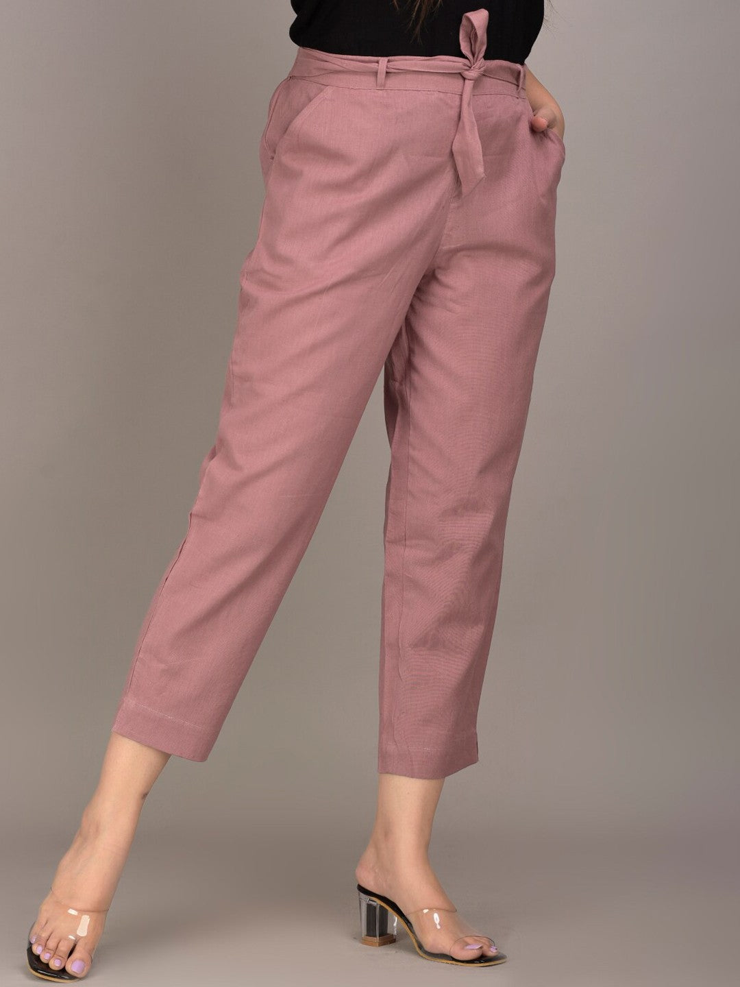 Women Orange Slim Fit Trousers