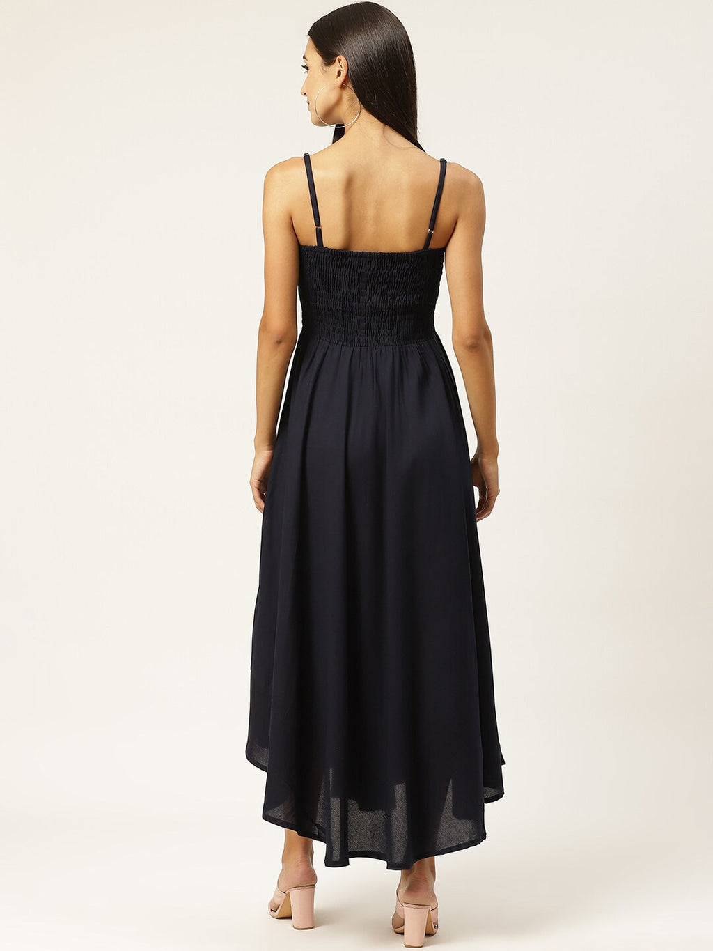 Fit and Flare Shoulder Straps Sleeveless Midi Dress