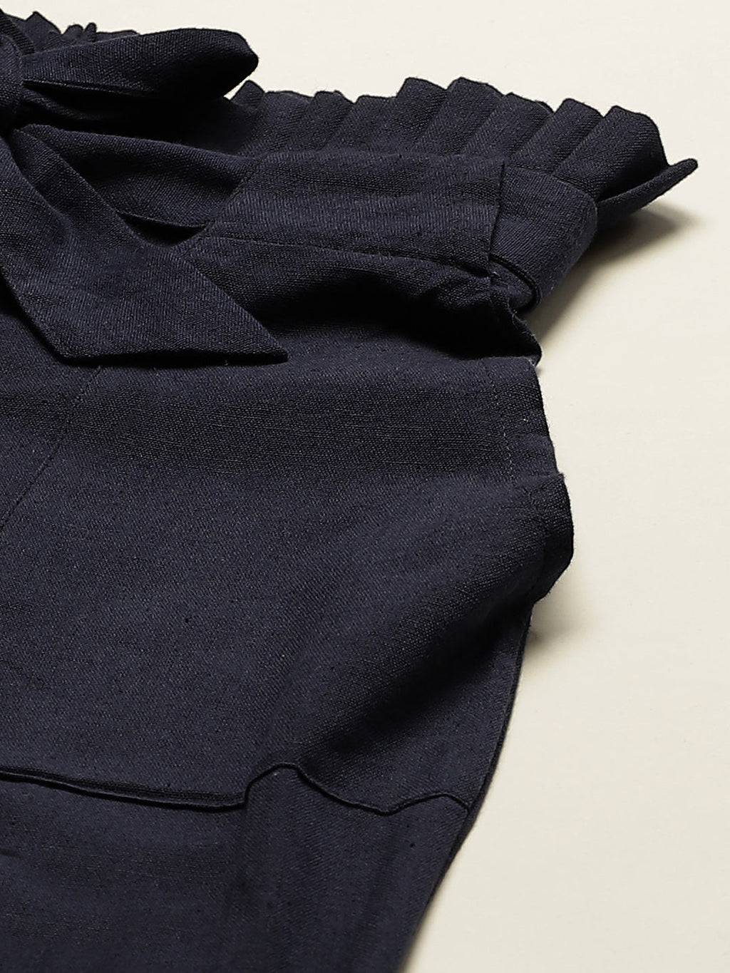 Women Regular Fit Navy Blue Pure Cotton Trousers