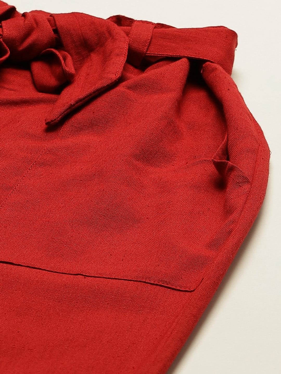 Women Regular Fit maroon Cotton Blend Trousers