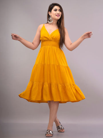 Yellow Empire Midi Dress