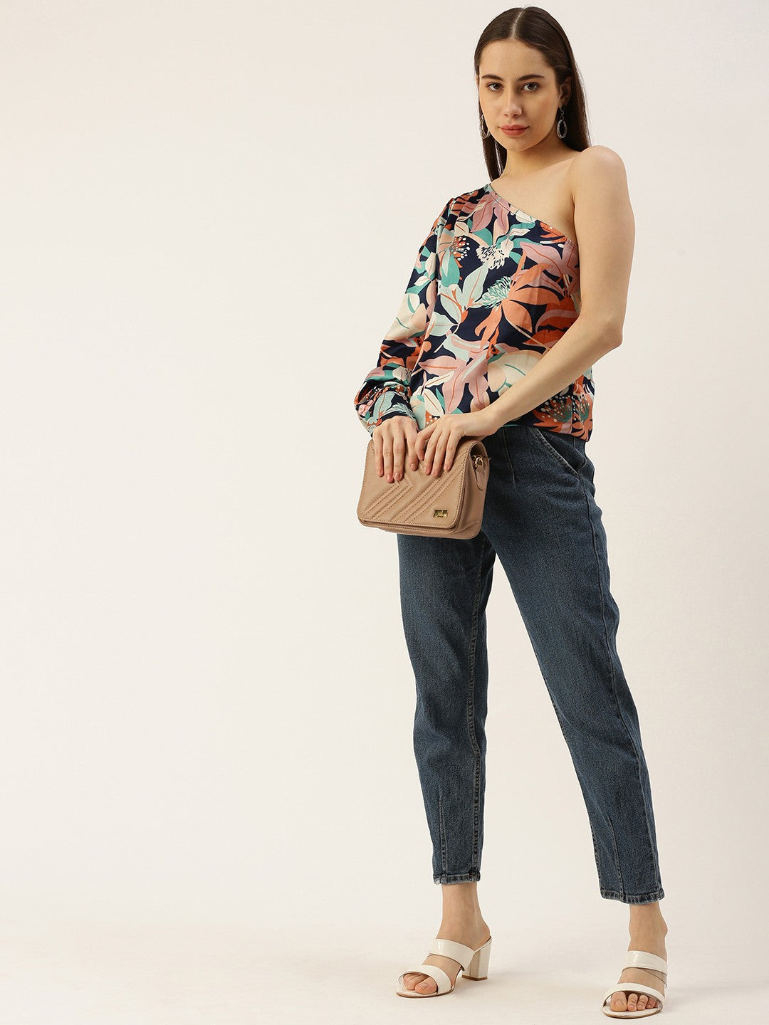 Floral Print One Shoulder Top