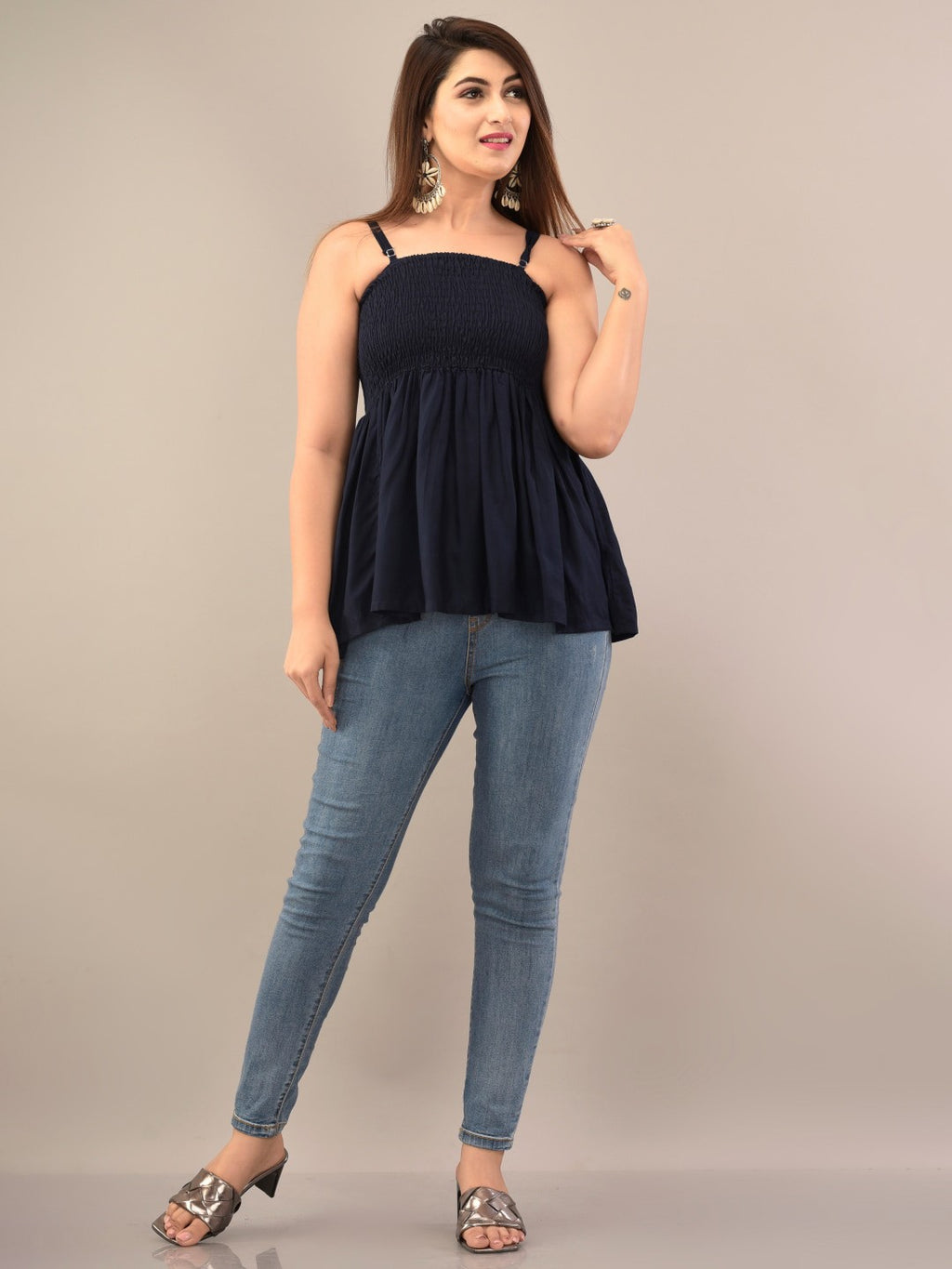 Navy Blue Empire Top