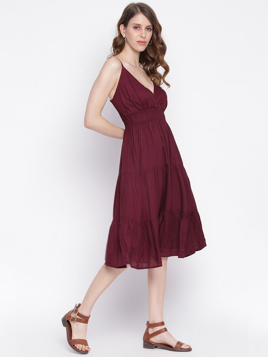 Purple Layered Midi Dress
