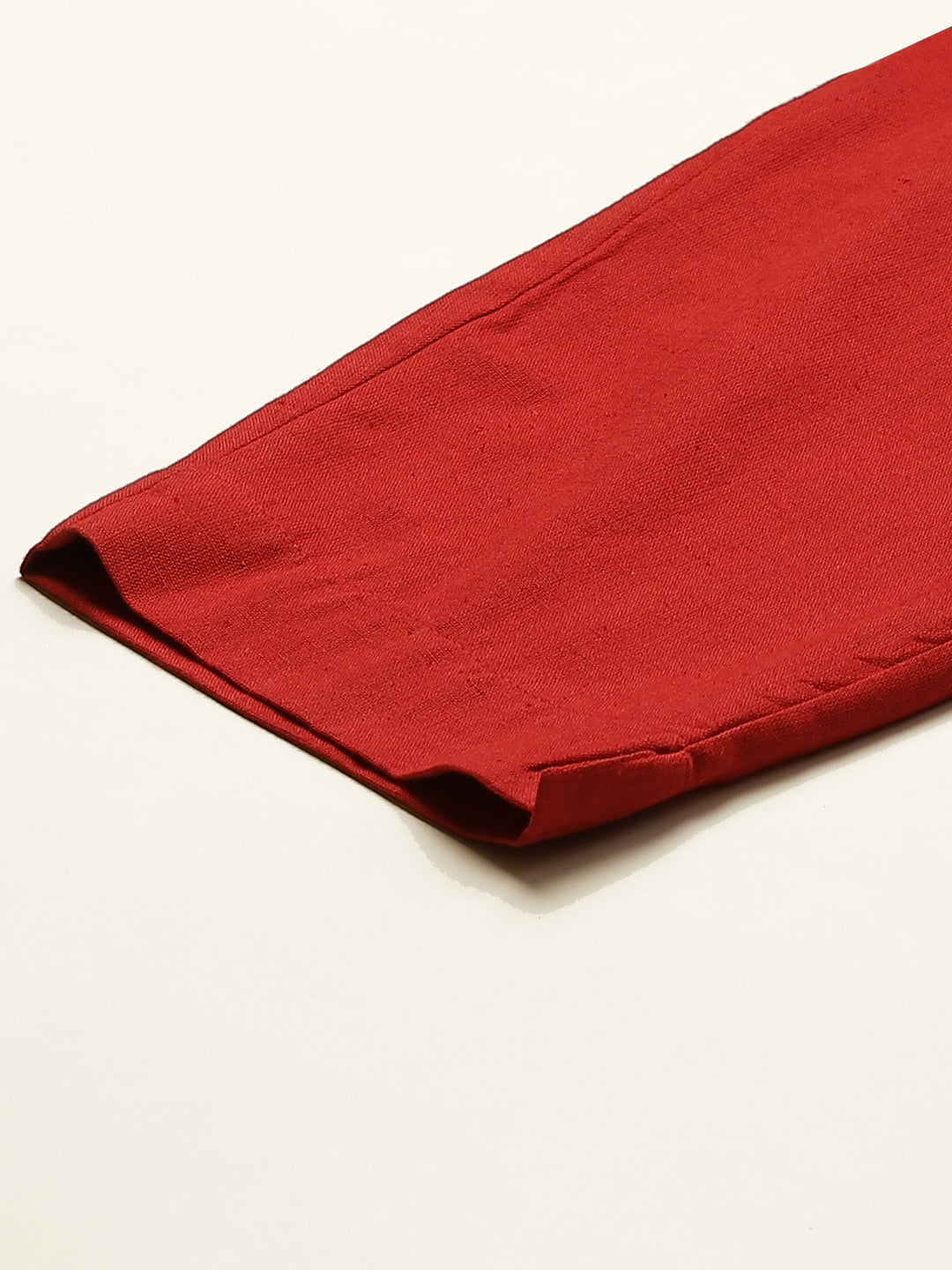 Women Regular Fit Maroon Pure Cotton Trousers