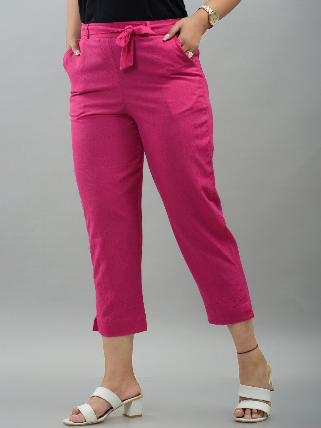 Women Pink Slim Fit Trousers