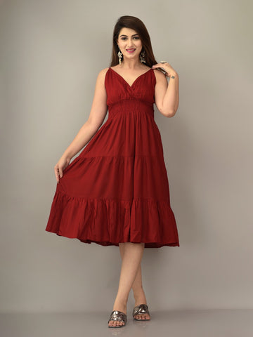 Maroon Midi Dress