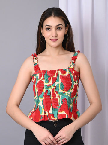 Floral Print Smocked Top