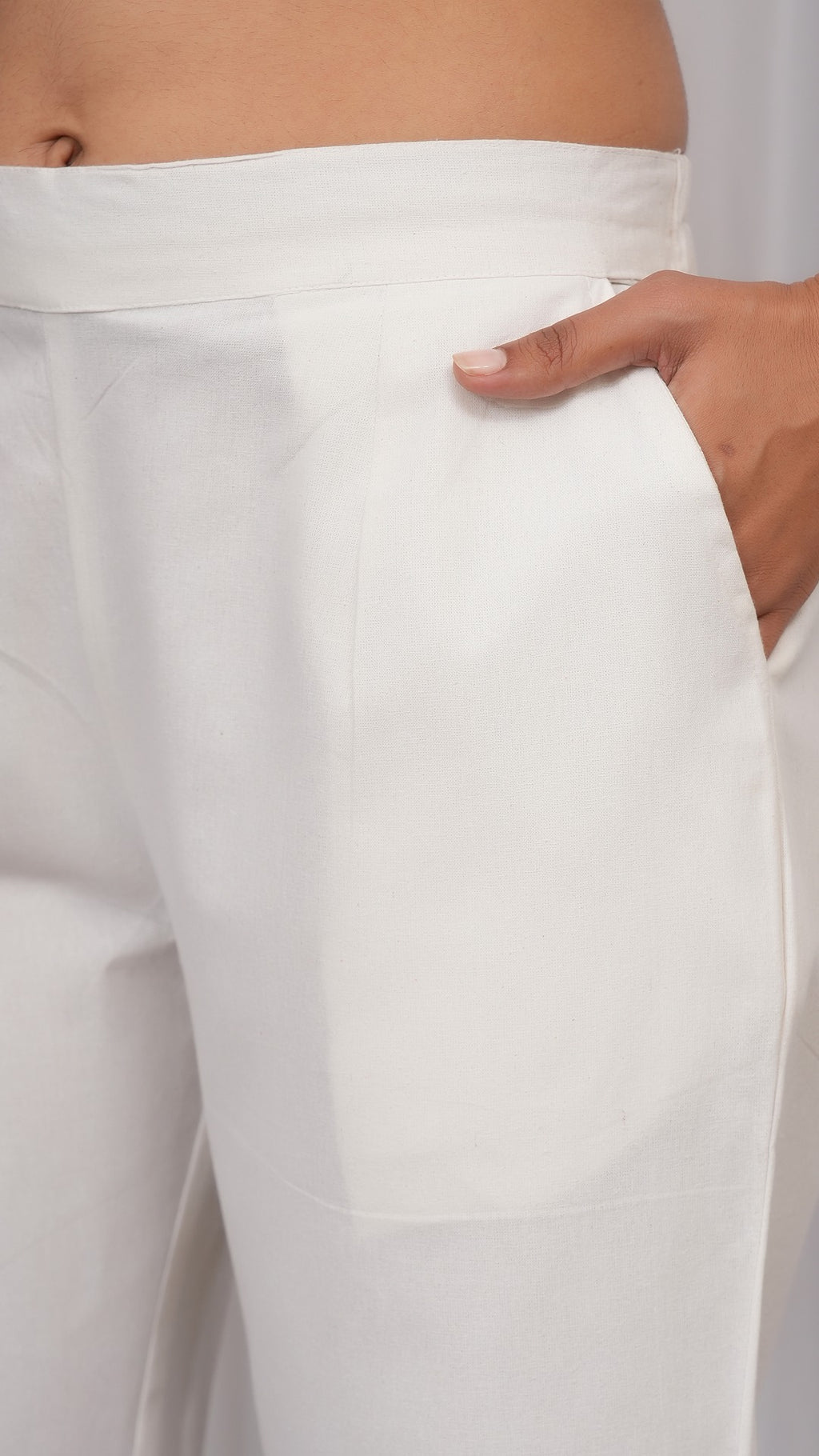 Women Regular Fit Pure Cotton White Trousers