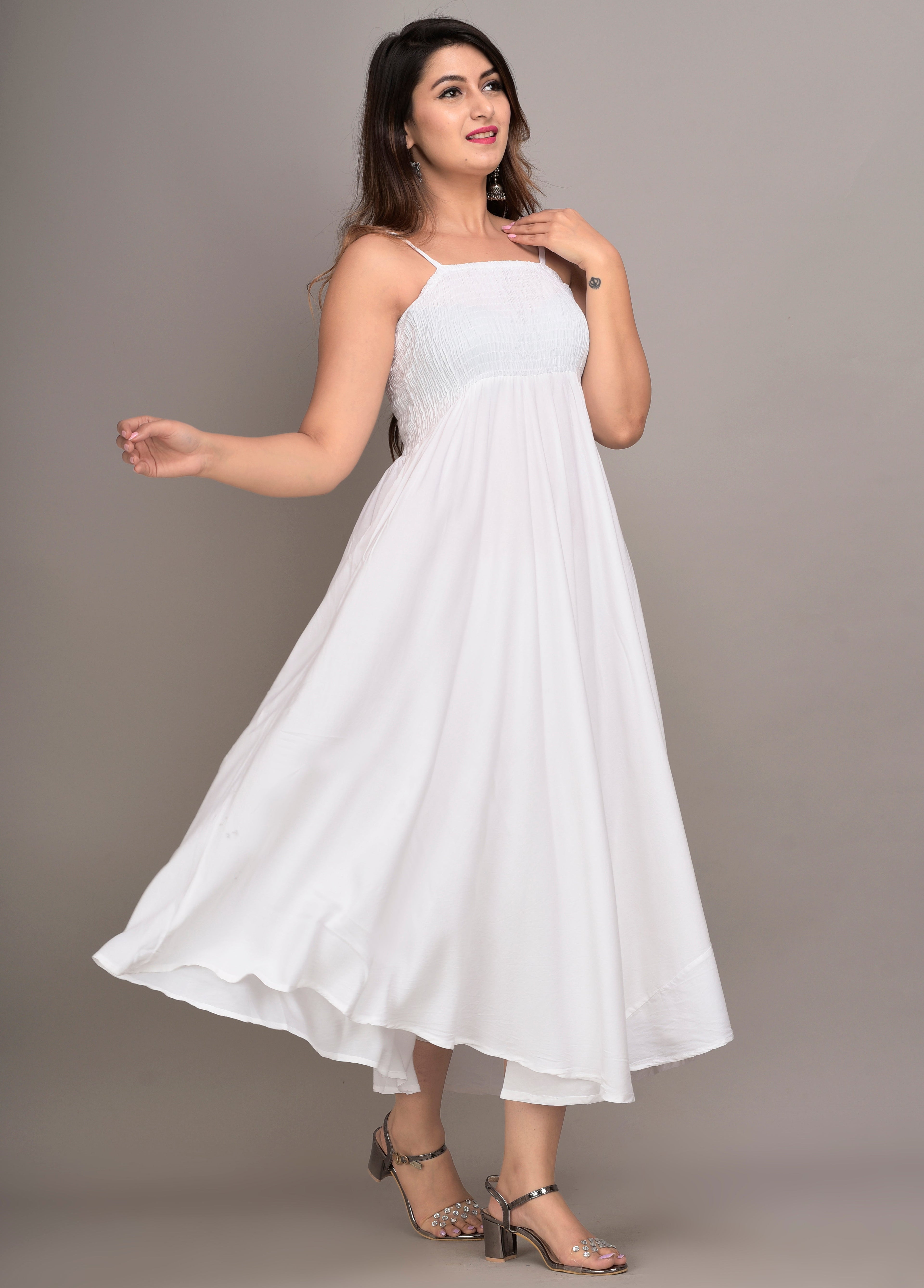 Women Fit and Flare WHITE Dress