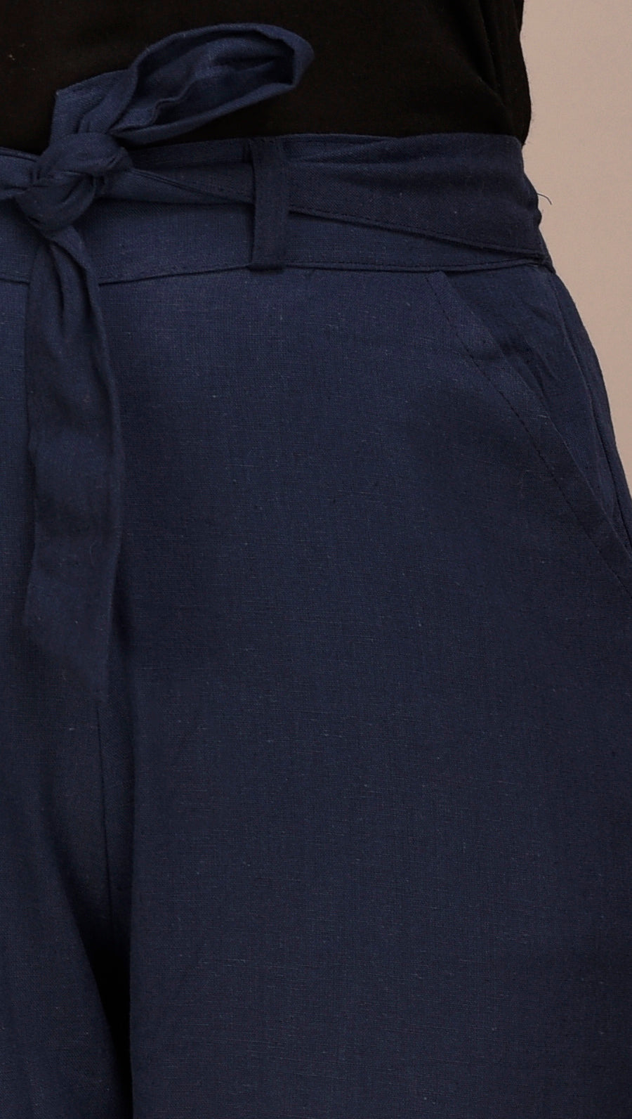 Women Regular Fit N BLUE Cotton Blend Trousers