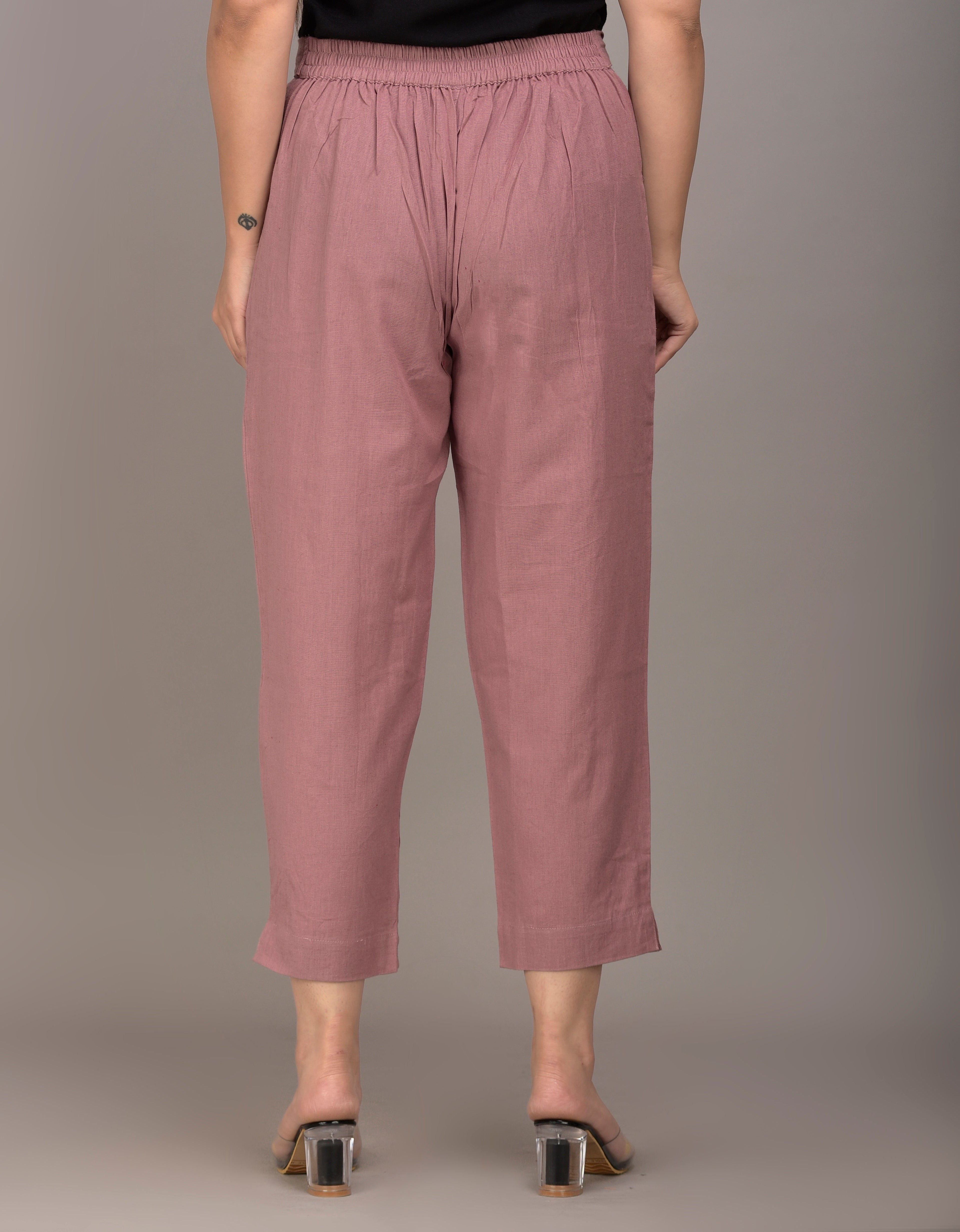 Women Regular Fit maroon Cotton Blend Trousers