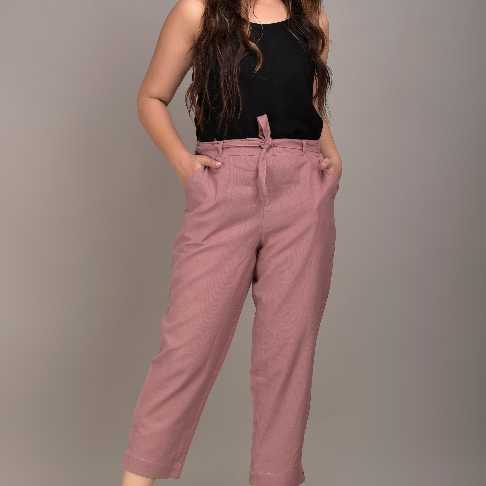 Women Regular Fit maroon Cotton Blend Trousers