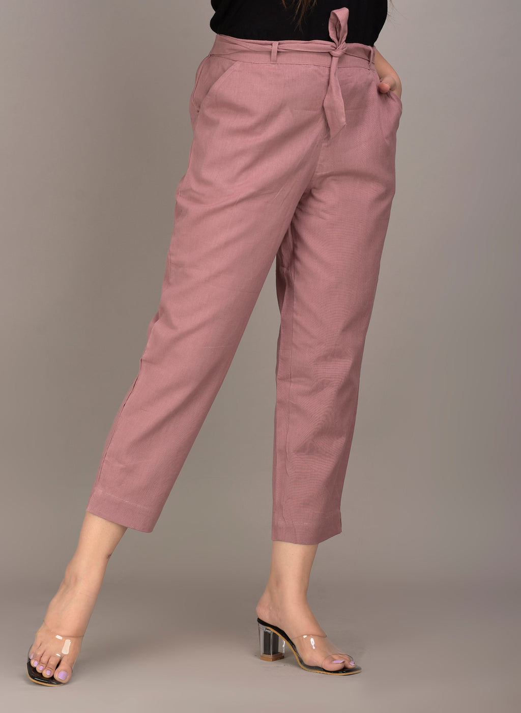 Women Regular Fit maroon Cotton Blend Trousers