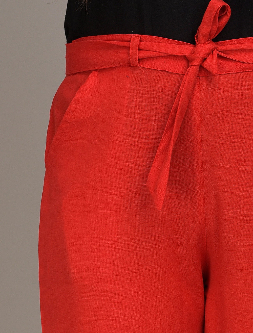Women Regular Fit Red Cotton Blend Trousers