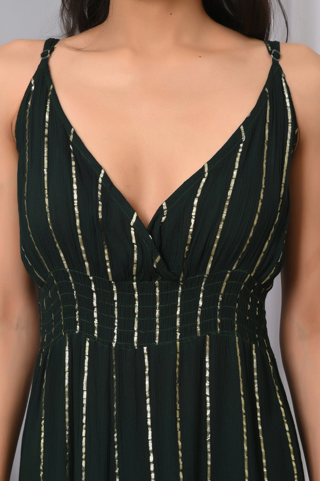 IQRAAR Women Rayon V Neck Fit & Flared Western Wear Dress