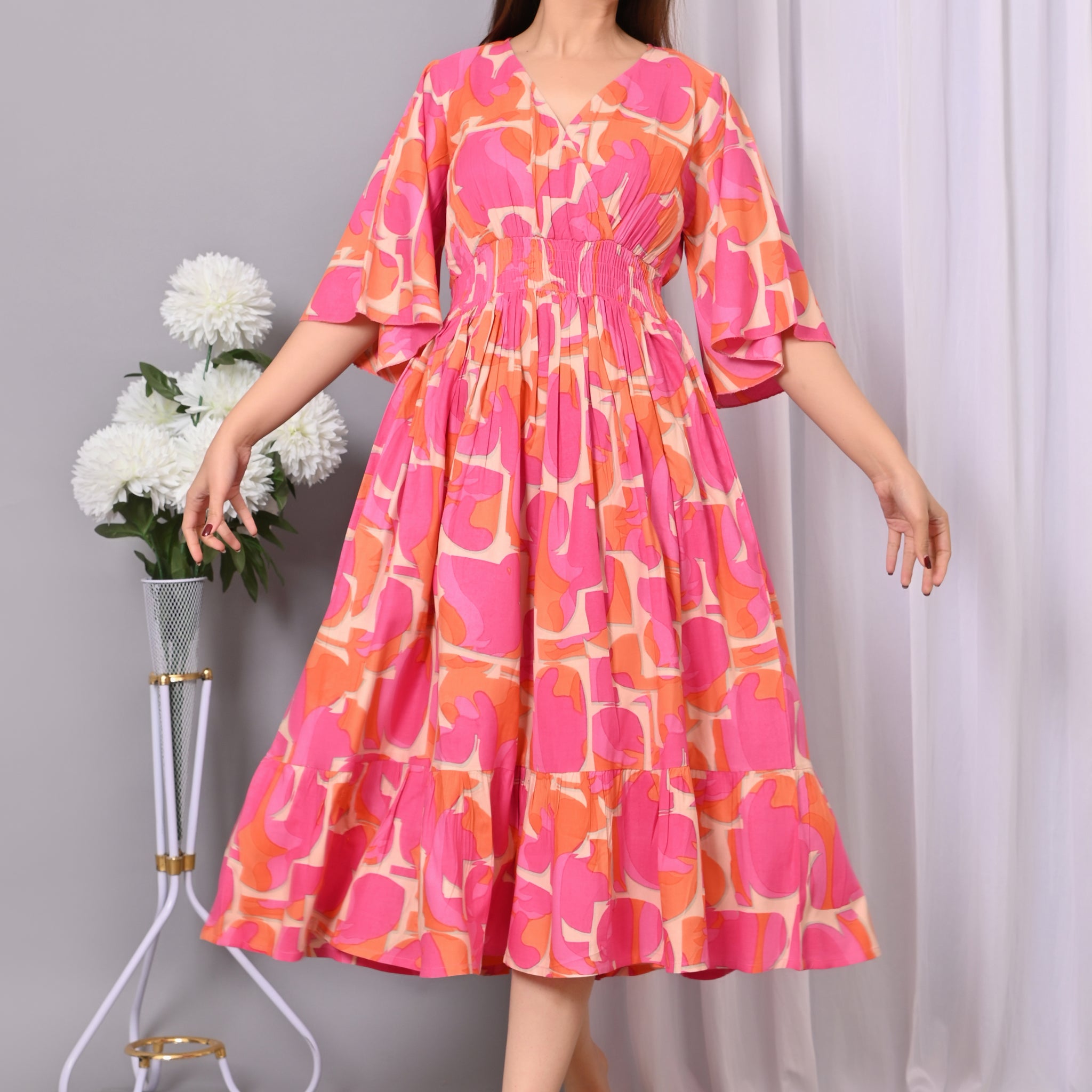 Floral Elegance Rayon Maxi Dress – Printed, Comfortable & Stylish