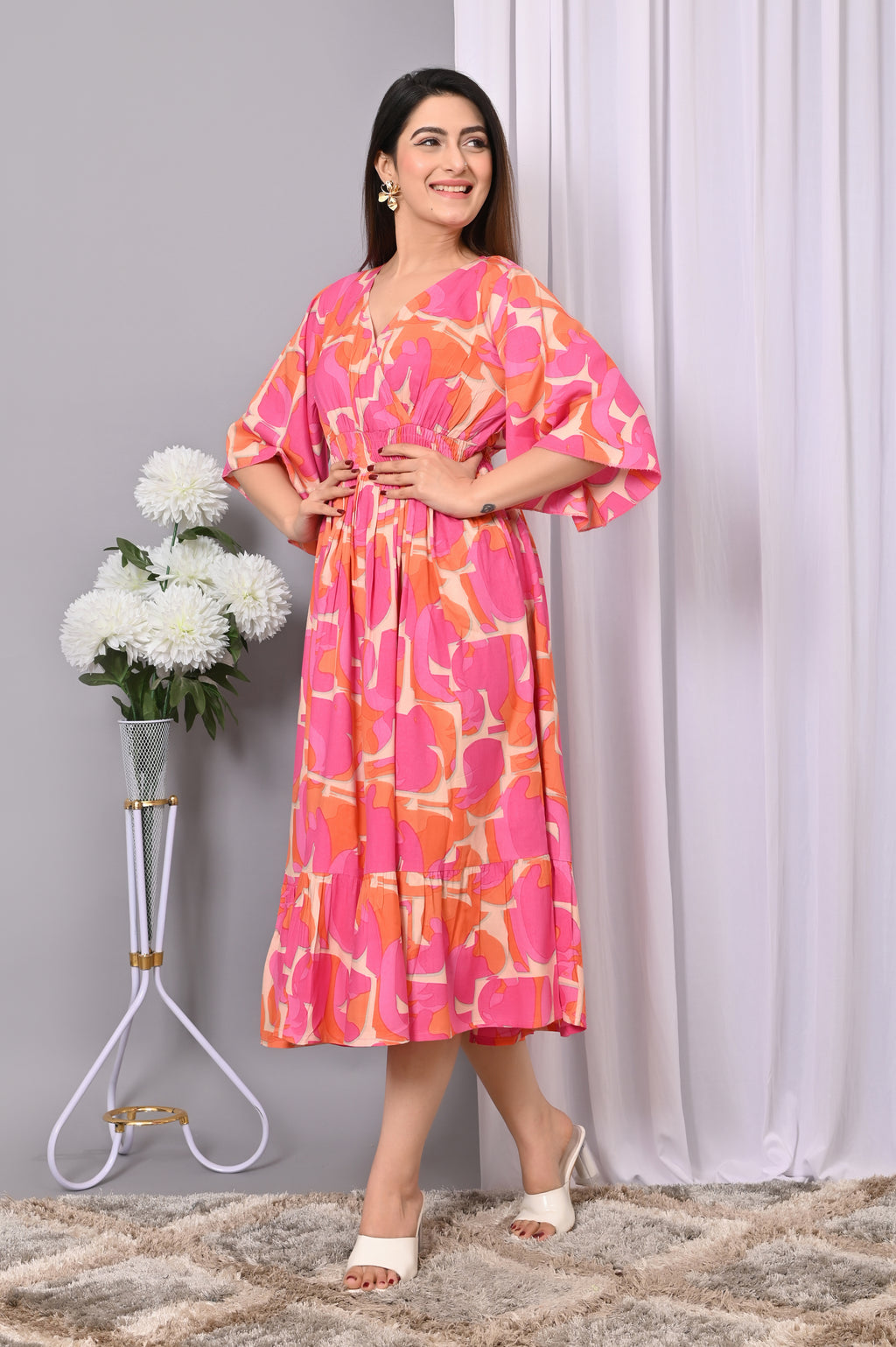 Floral Elegance Rayon Maxi Dress – Printed, Comfortable & Stylish