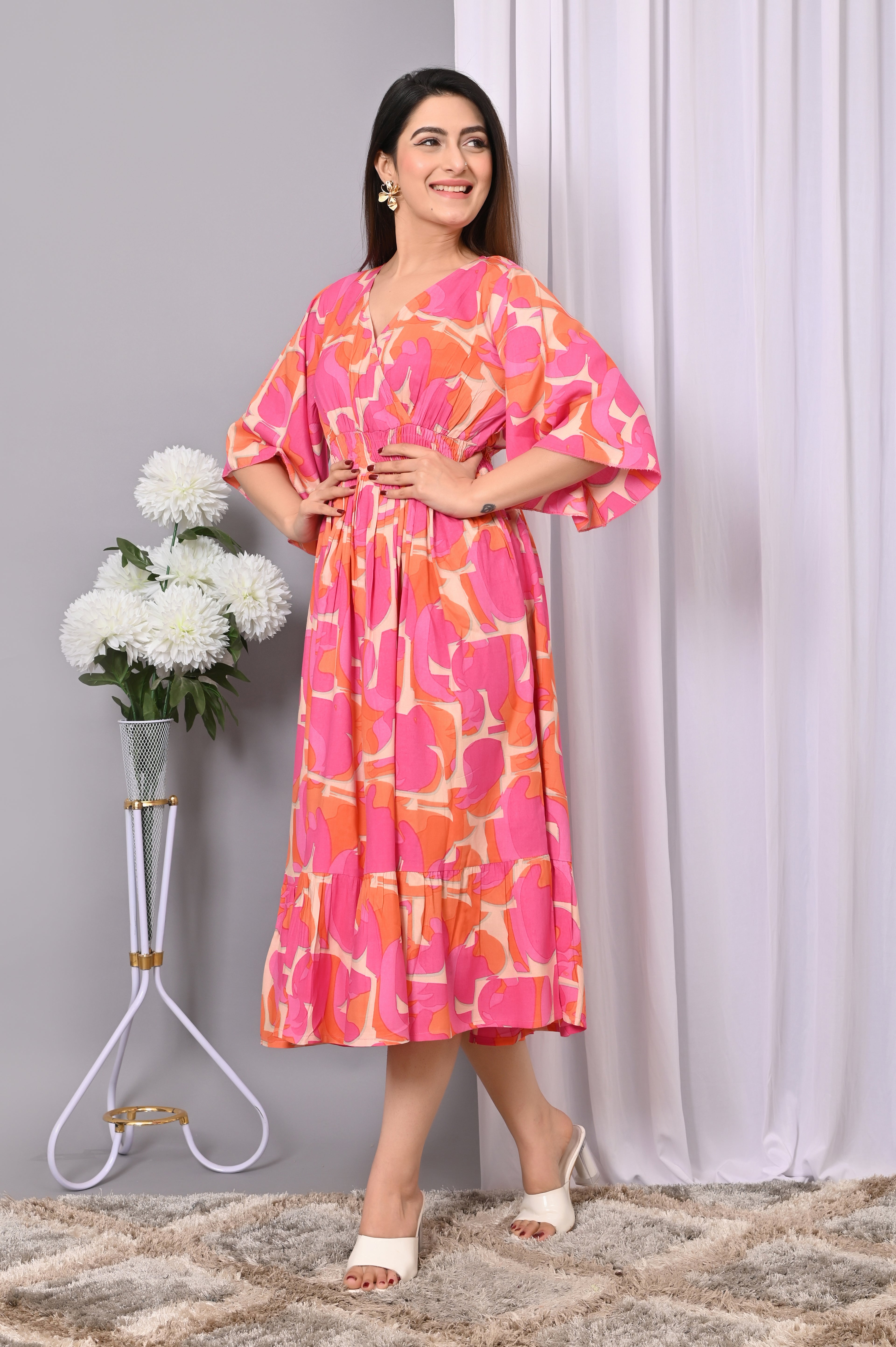 Floral Elegance Rayon Maxi Dress – Printed, Comfortable & Stylish