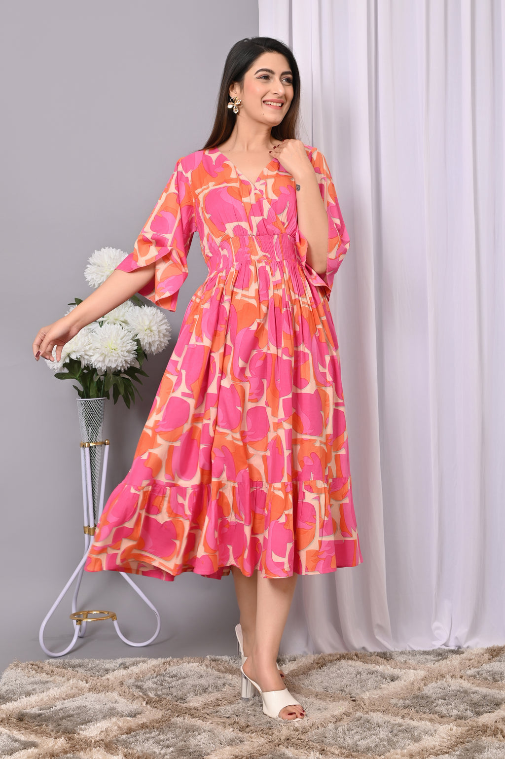 Floral Elegance Rayon Maxi Dress – Printed, Comfortable & Stylish
