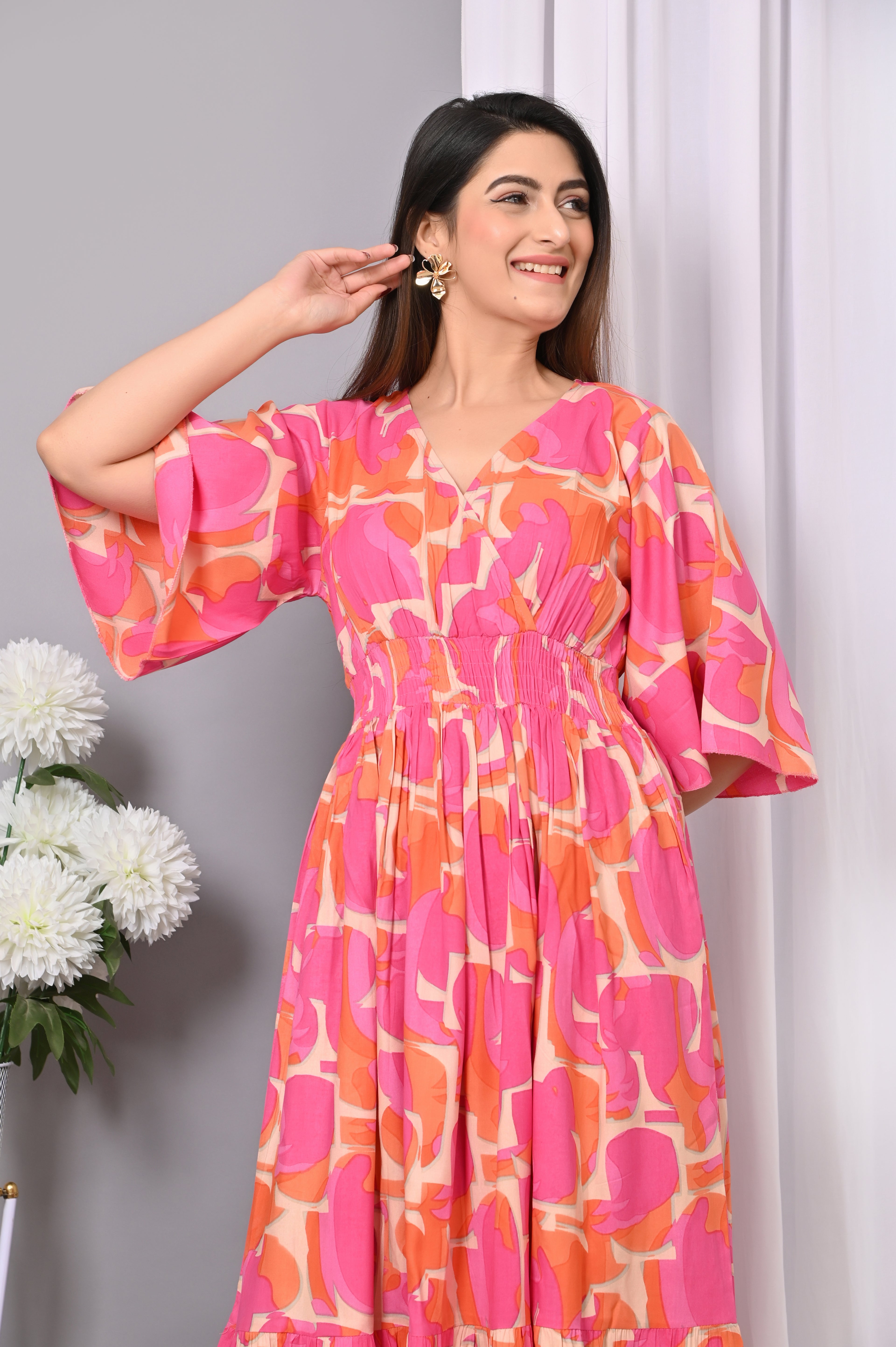 Floral Elegance Rayon Maxi Dress – Printed, Comfortable & Stylish