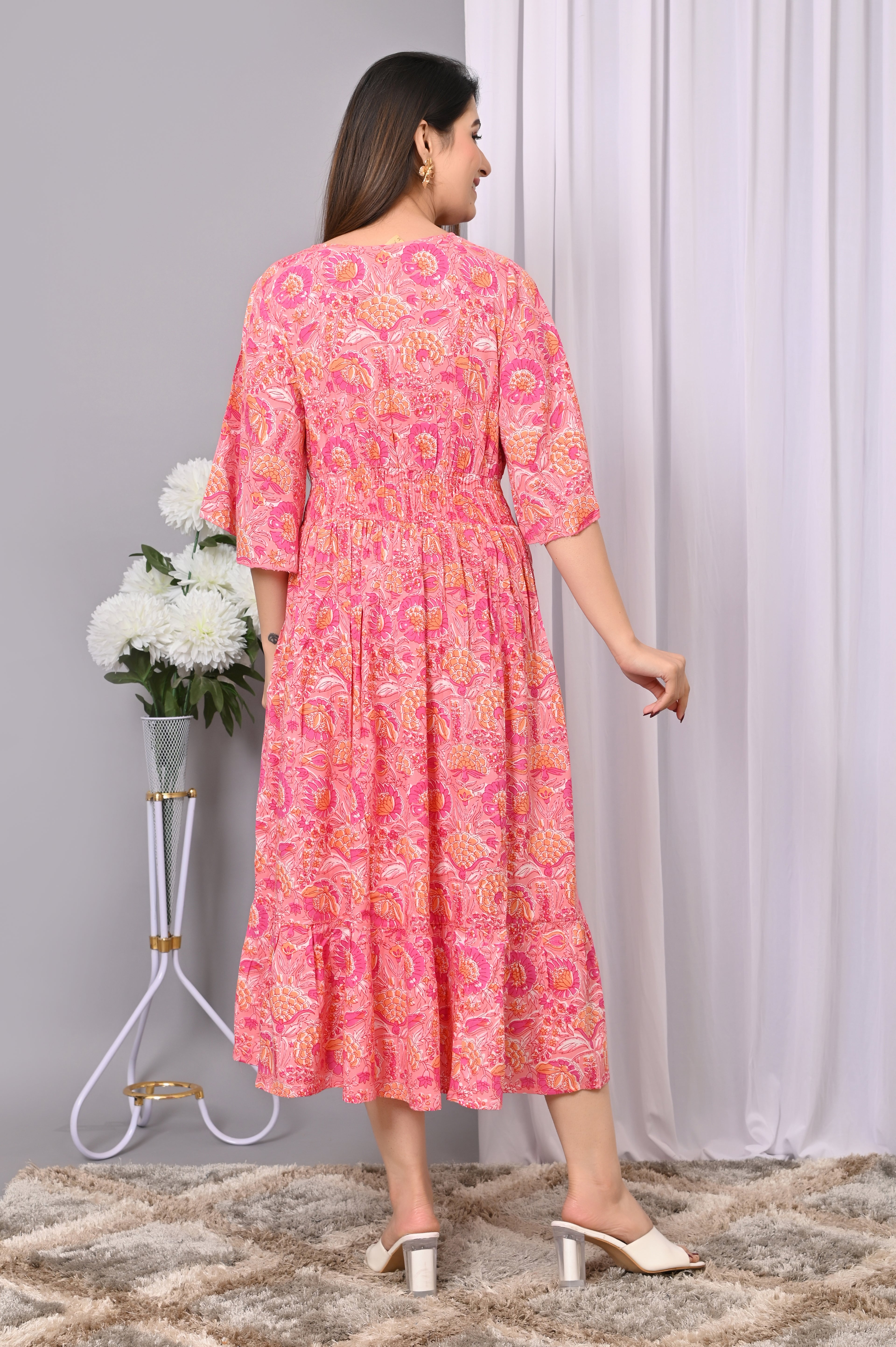 Boho Bliss Printed Maxi Dress – Vibrant & Flowy Rayon Dress