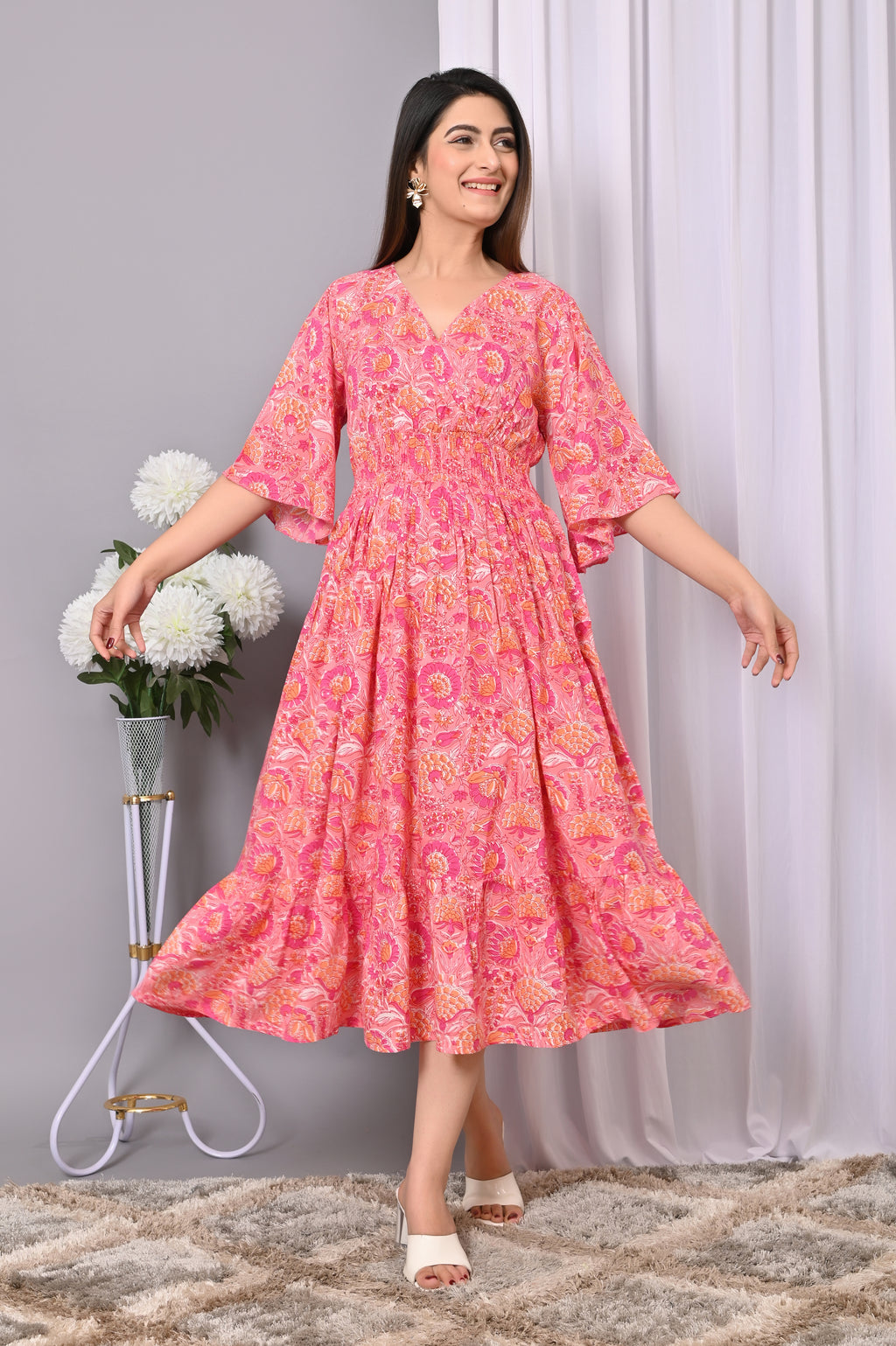 Boho Bliss Printed Maxi Dress – Vibrant & Flowy Rayon Dress