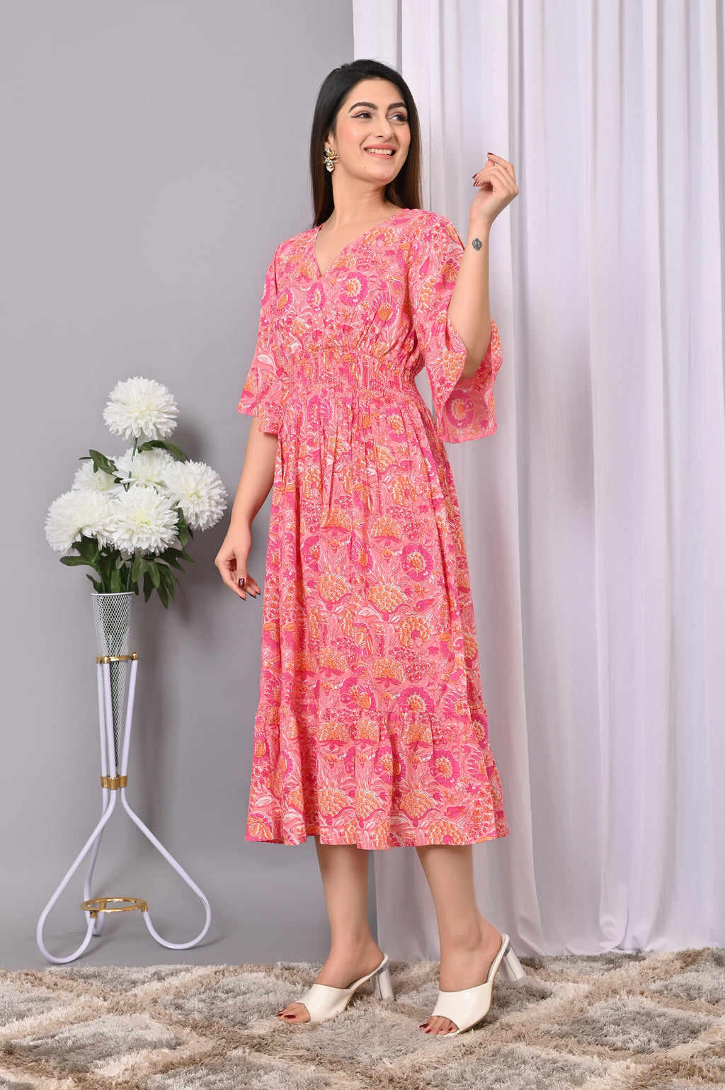 Boho Bliss Printed Maxi Dress – Vibrant & Flowy Rayon Dress