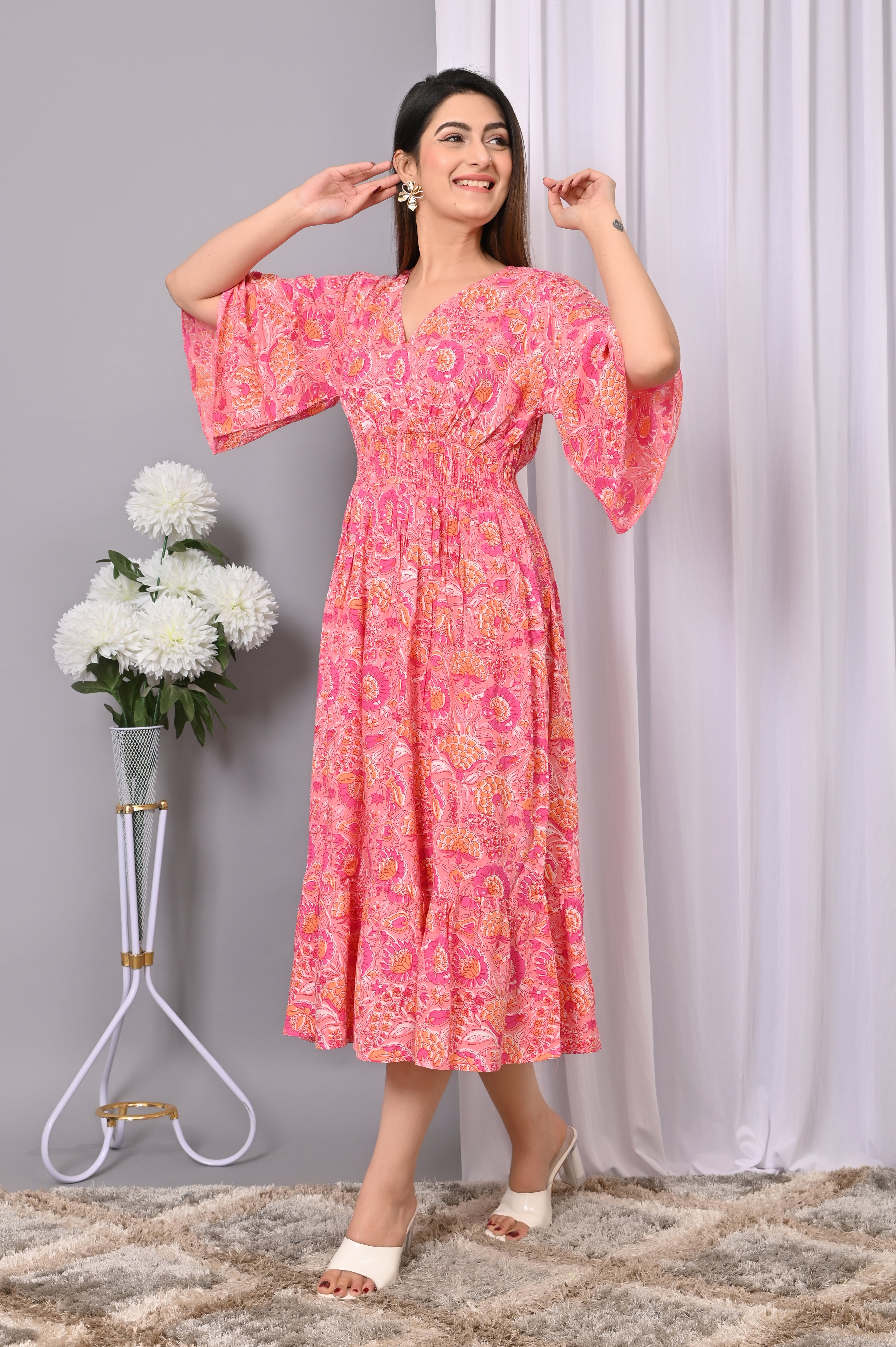 Boho Bliss Printed Maxi Dress – Vibrant & Flowy Rayon Dress