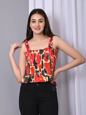 Floral Print Smocked Top