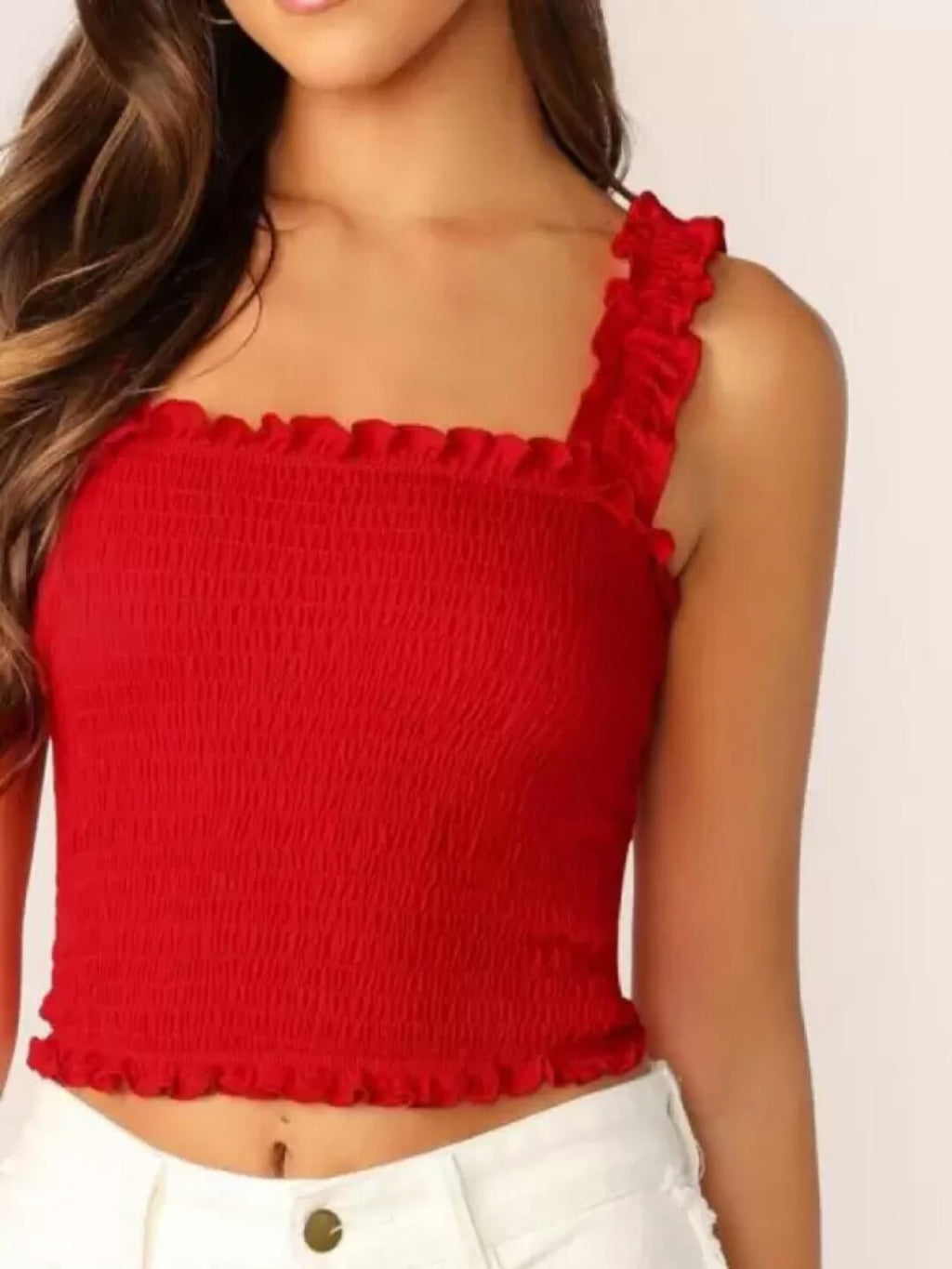 Woman Bobbin Elastic Crop Top