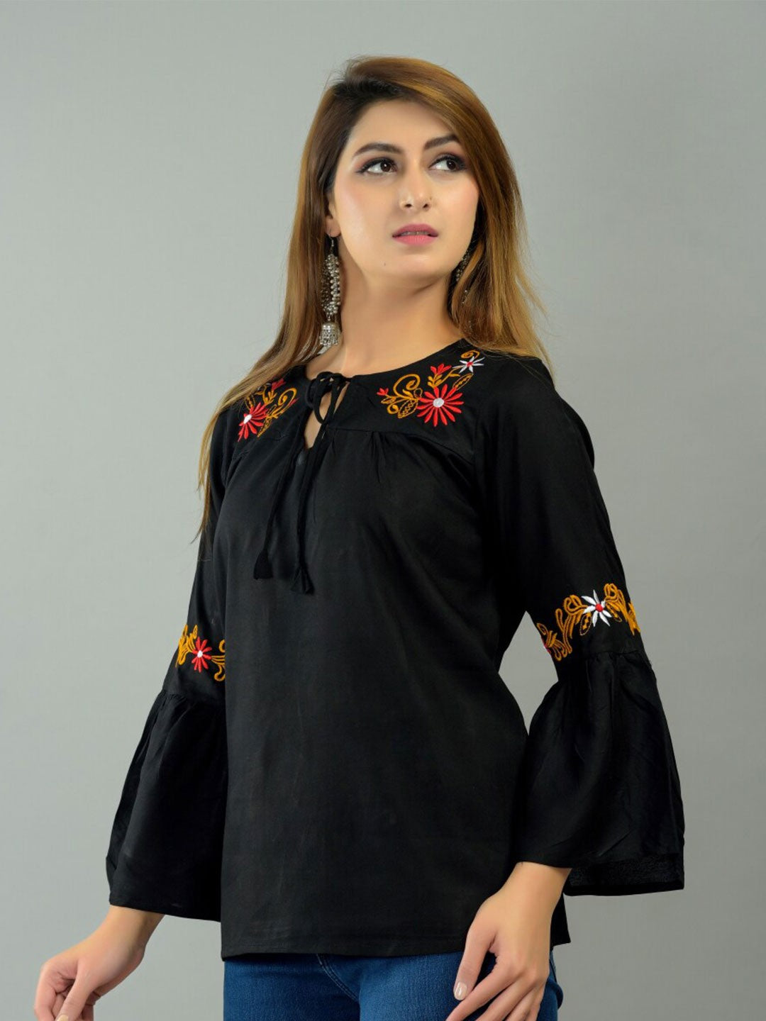 Black Keyhole Neck Top