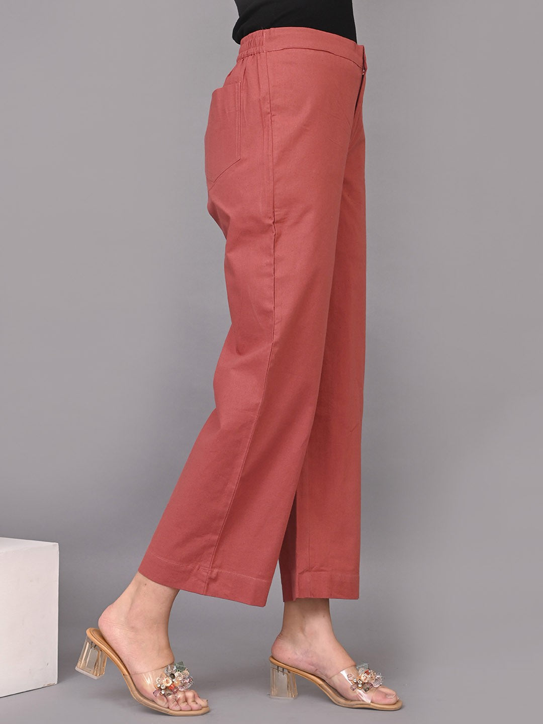 Women Mid Rise Cotton Trousers