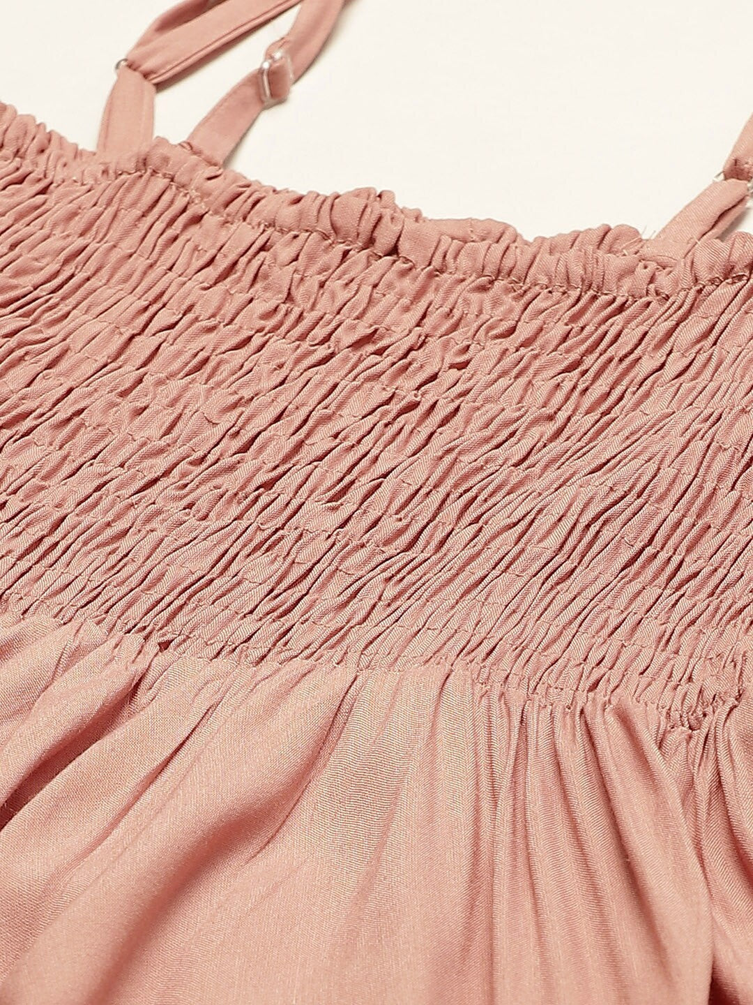 Orange Smocked Midi Dress