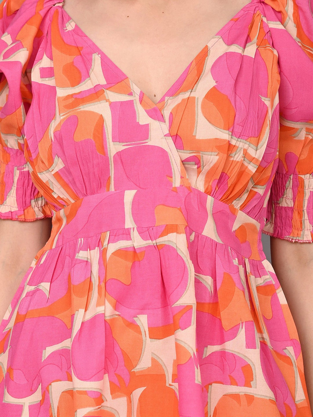 Floral Print Puff Sleeve Fit & Flare Dress