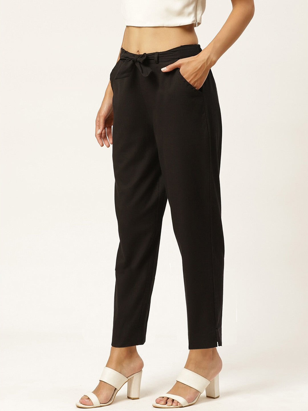 Women Black Slim Fit Trousers