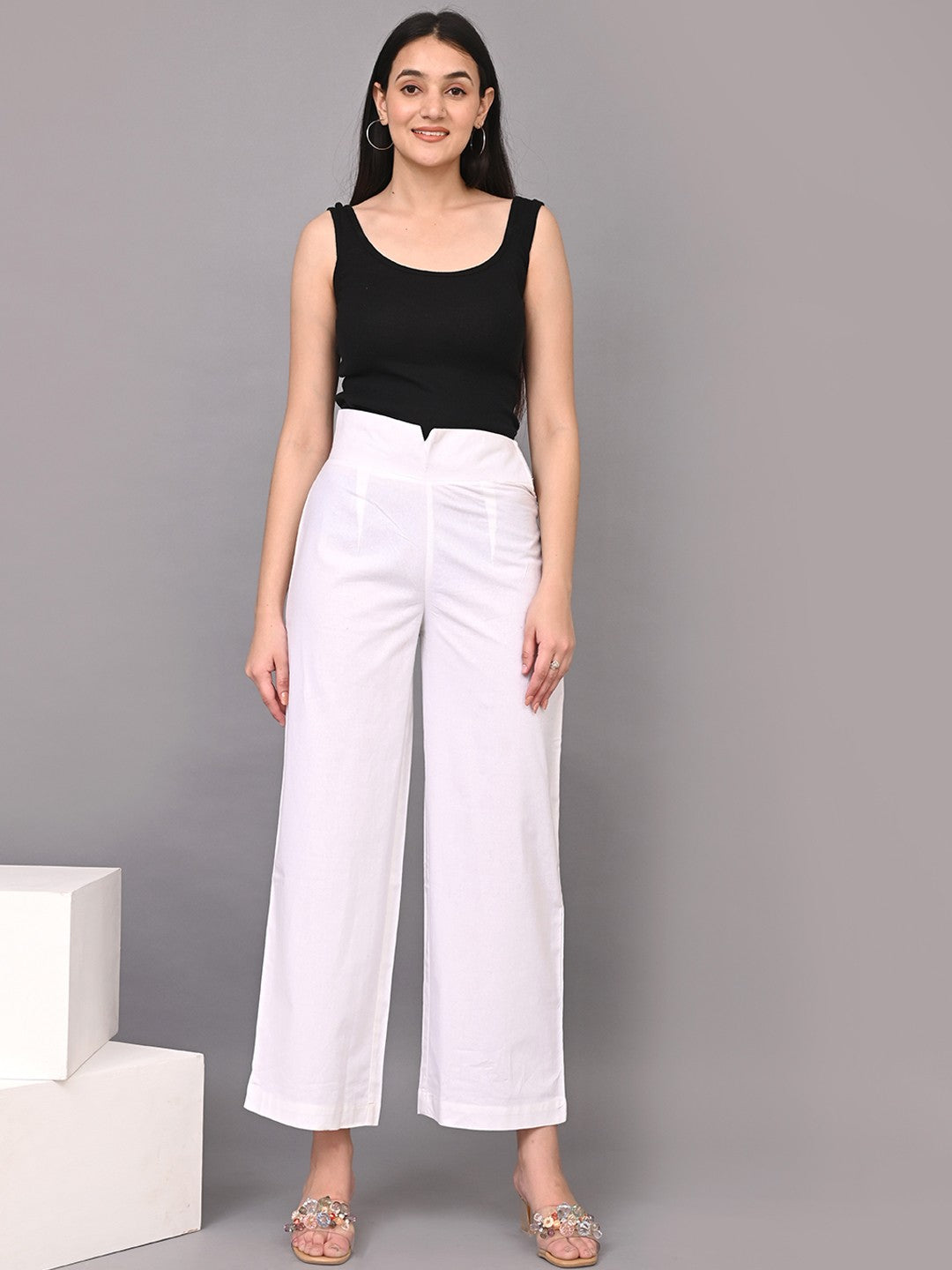 Women High-Rise Cotton Trouser