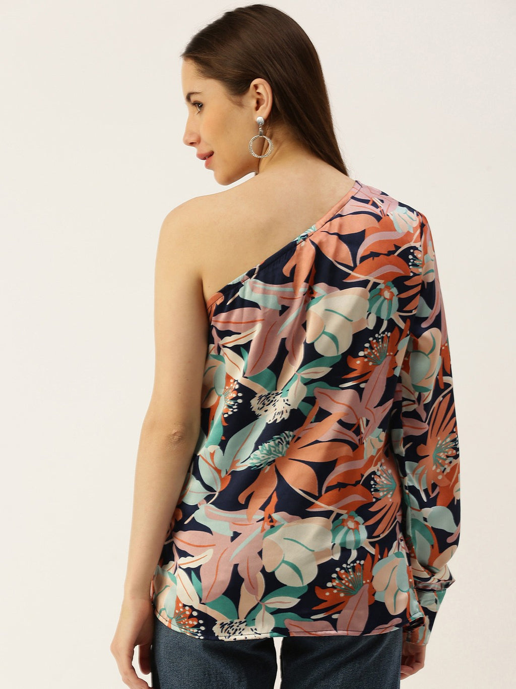 Floral Print One Shoulder Top