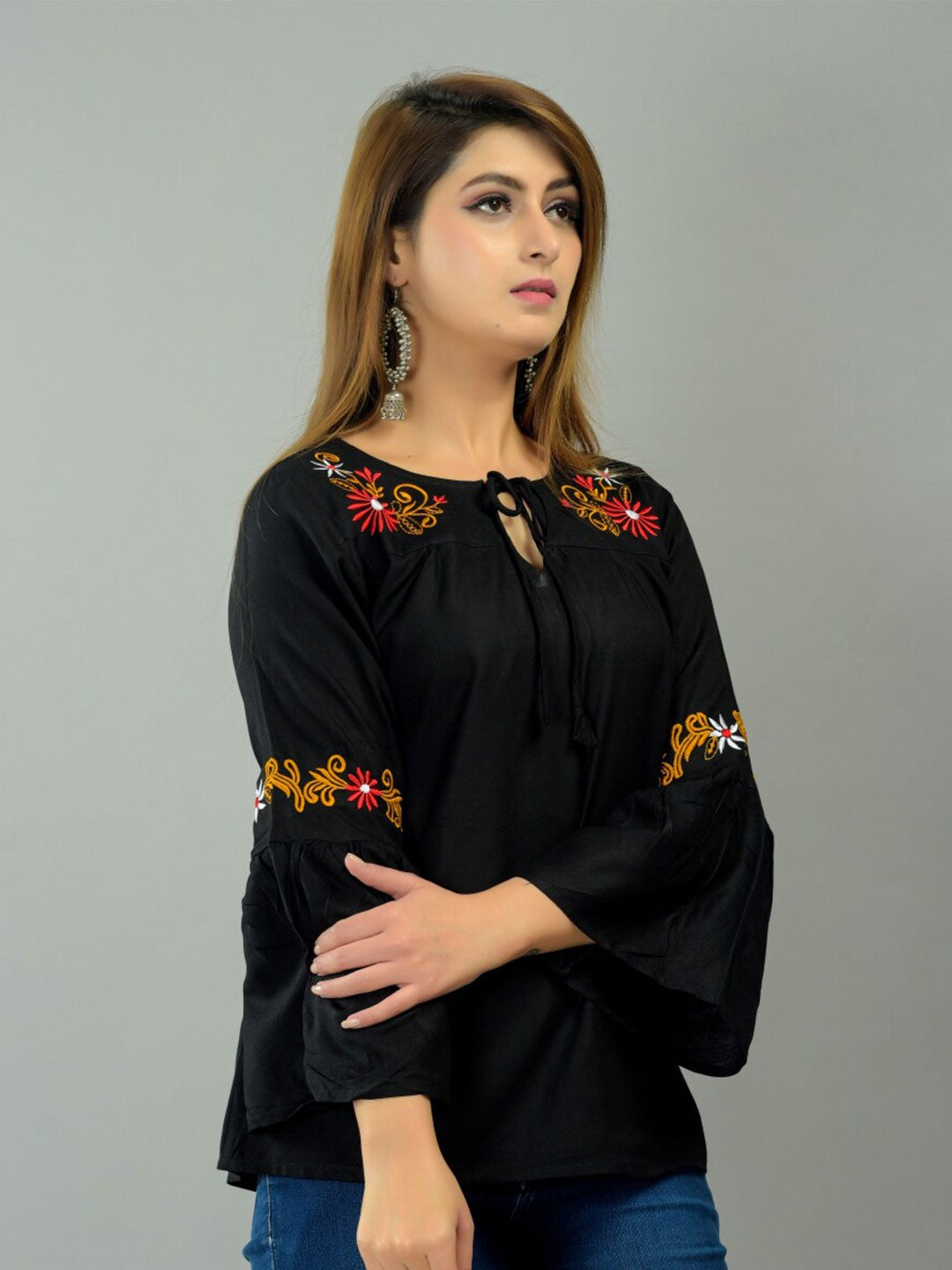 Black Keyhole Neck Top