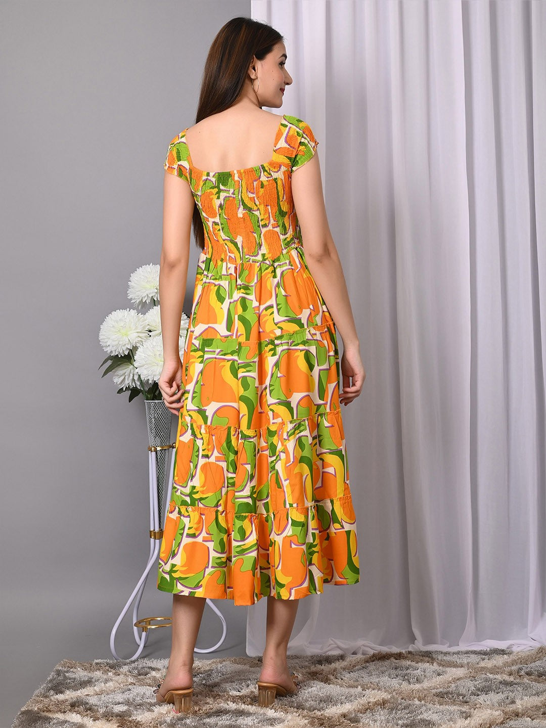 Floral Print Fit & Flare Midi Dress