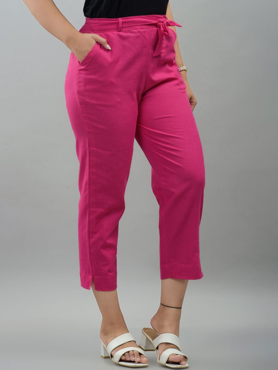 Women Pink Slim Fit Trousers