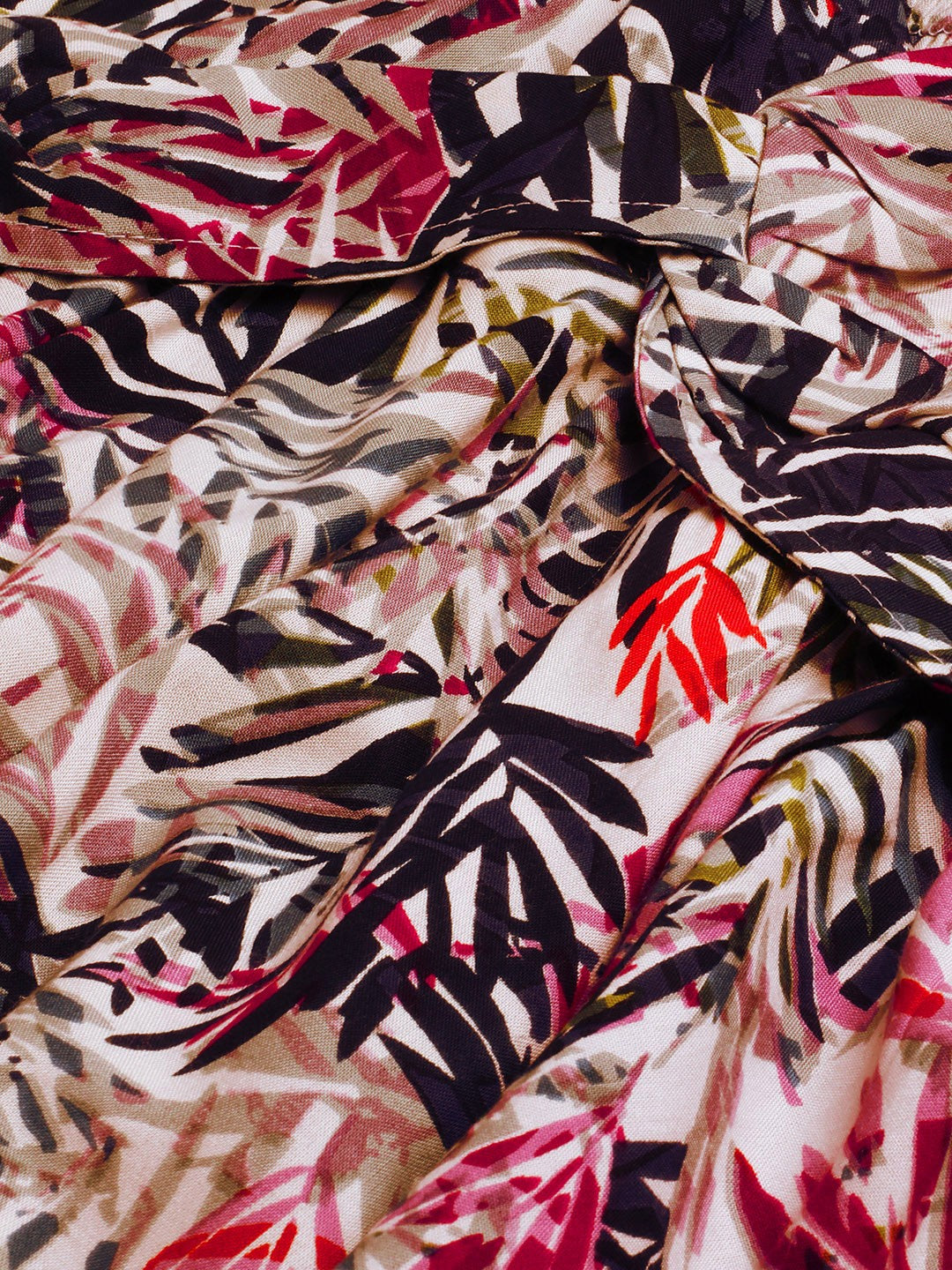 Tropical Print Twisted Smocked Top