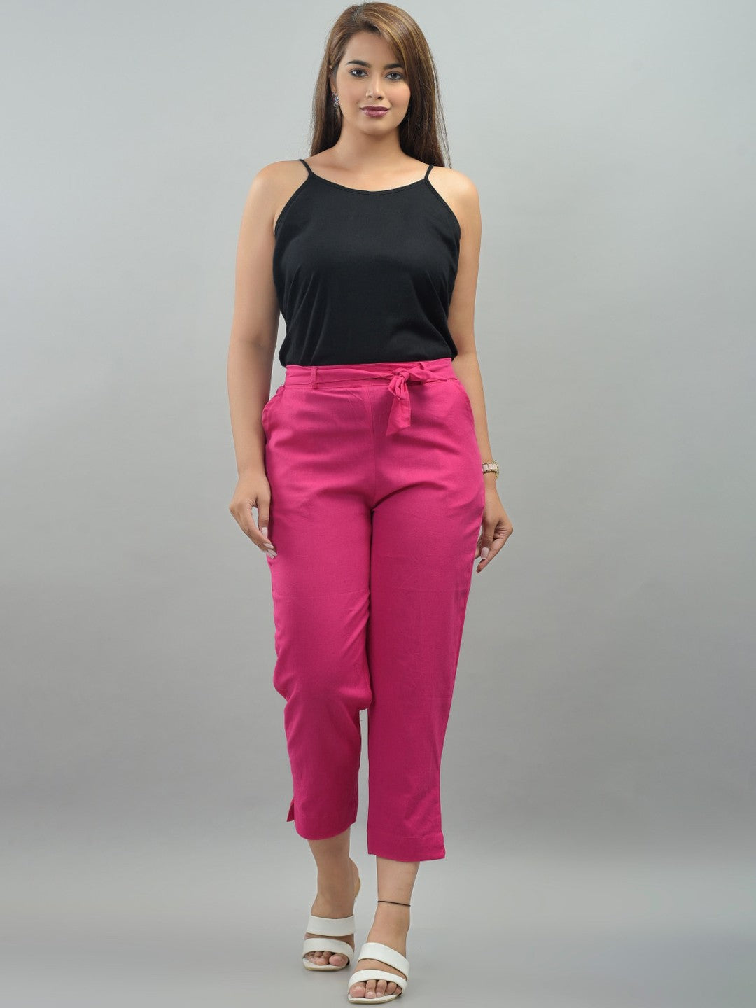 Women Pink Slim Fit Trousers