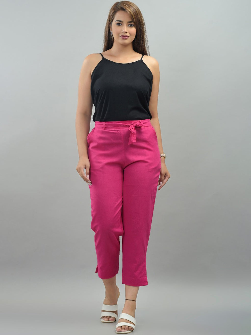 Women Pink Slim Fit Trousers