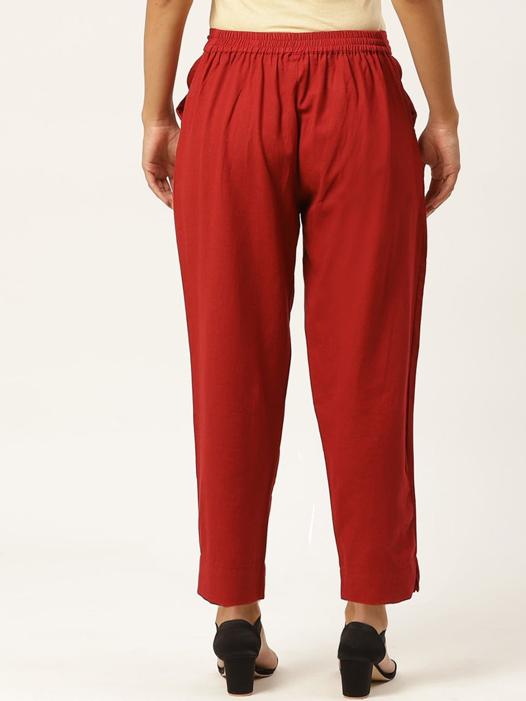 Women Maroon Slim Fit Trousers