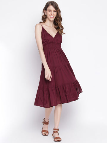 Purple Layered Midi Dress